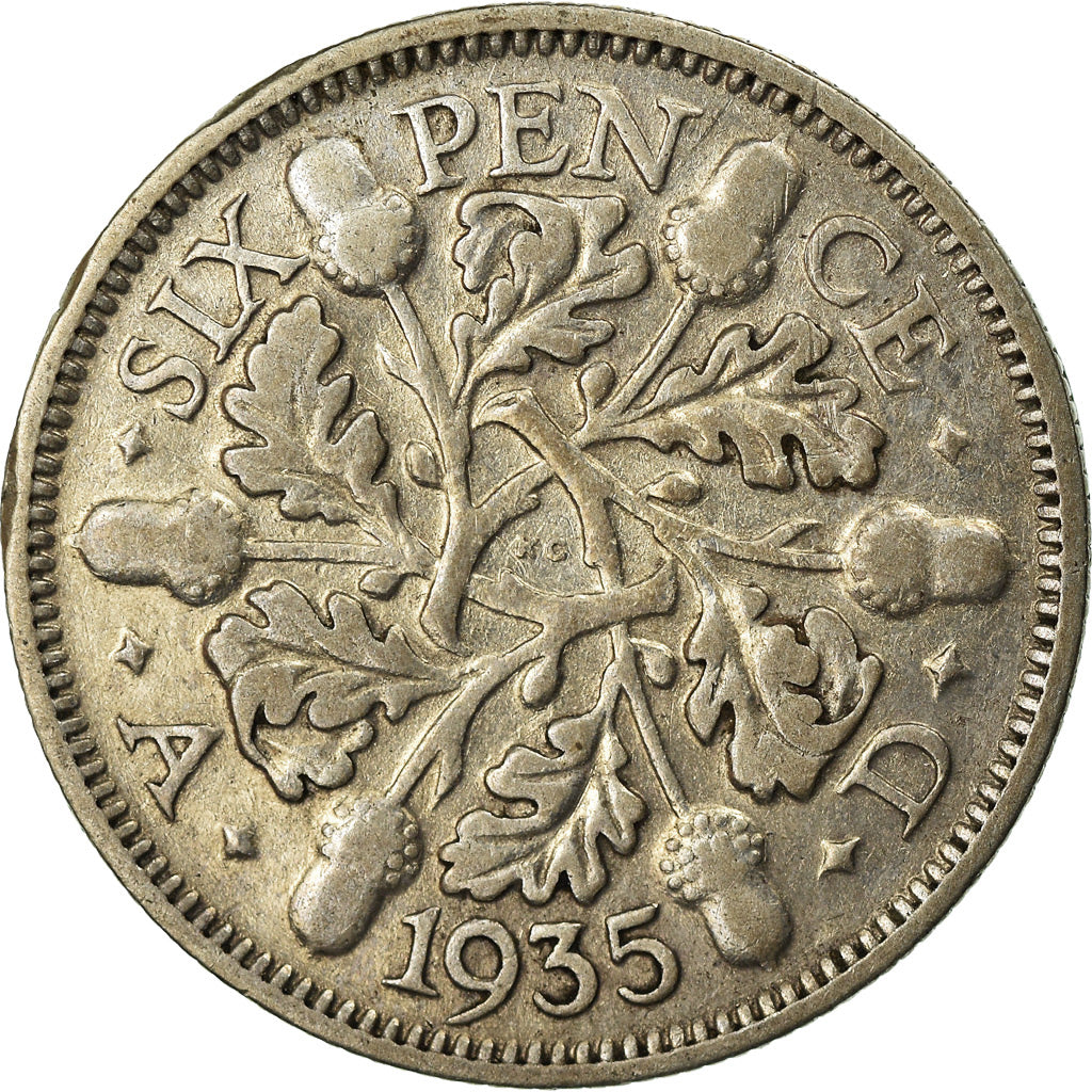 Coin, Great Britain, George V, 6 Pence, 1935, VF(30-35), Silver, KM:832