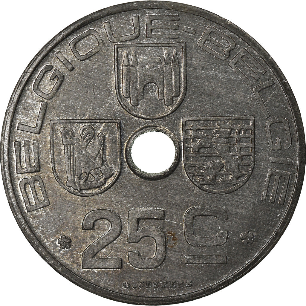 Coin, Belgium, 25 Centimes, 1946, AU(50-53), Zinc, KM:131