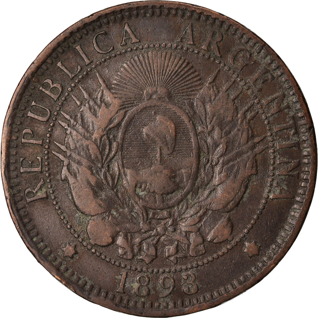 Coin, Argentina, 2 Centavos, 1893, VF(30-35), Bronze, KM:33