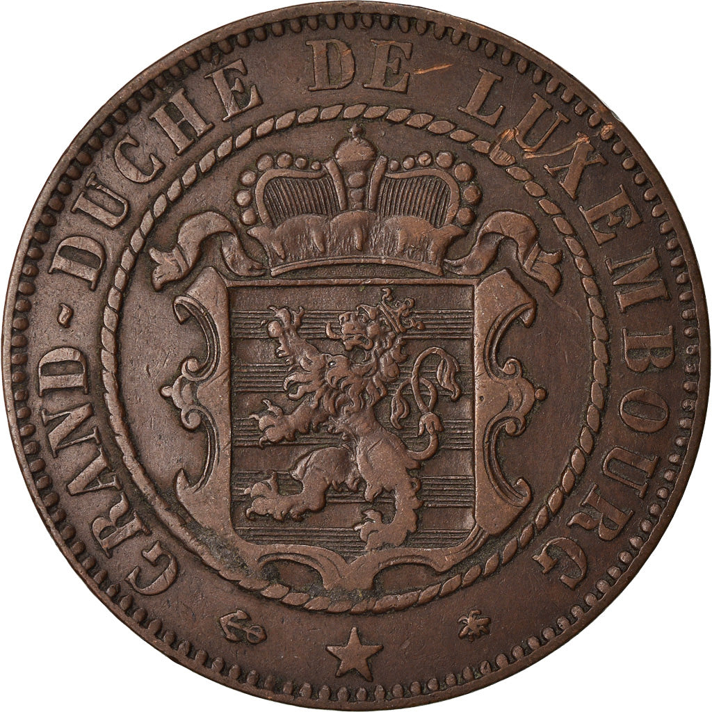 Coin, Luxembourg, William III, 10 Centimes, 1865, Paris, AU(55-58), Bronze