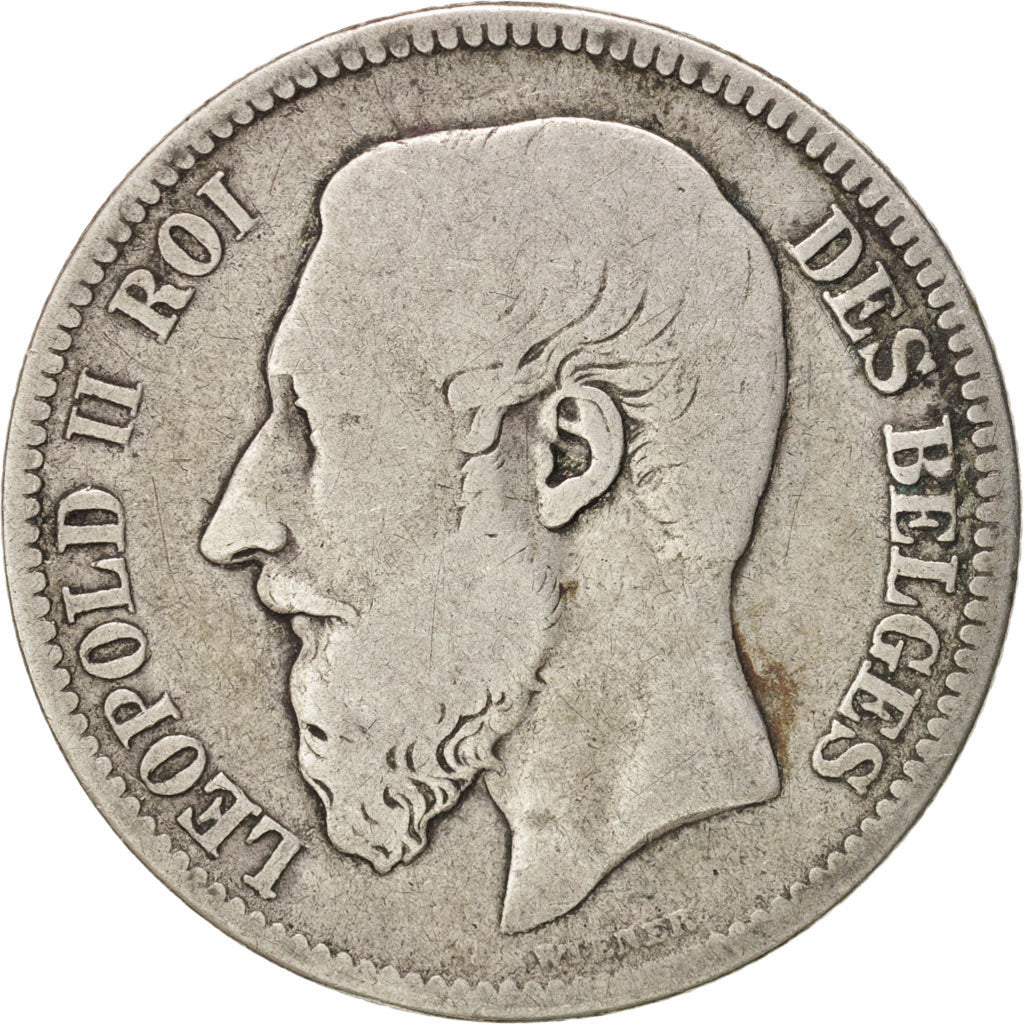 Belgio, Leopold II, 2 Francs, 2 Frank, 1867, MB, Argento, KM:30.1