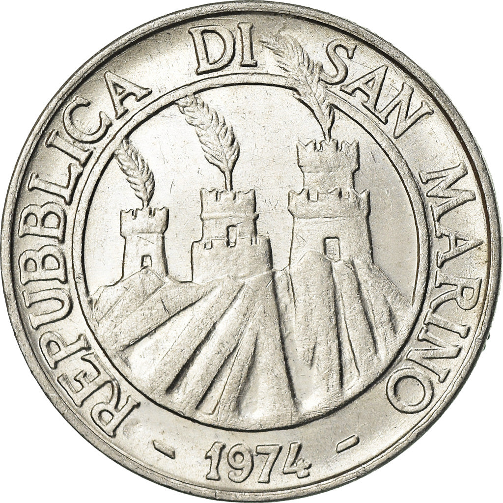 Coin, San Marino, 10 Lire, 1974, Rome, AU(50-53), Aluminum, KM:33