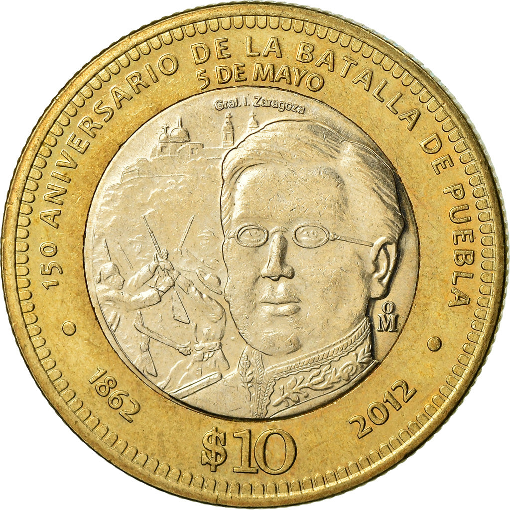 Moneda, México, 10 Pesos, 2012, Mexico City, EBC, Bimetálico, KM:956