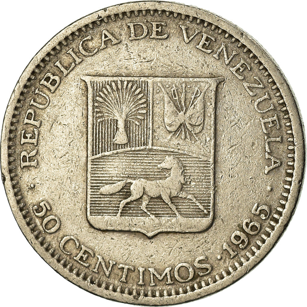 Moeda, Venezuela, 50 Centimos, 1965, VF(30-35), Níquel, KM:41