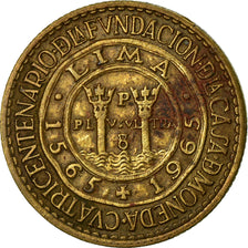 Moneda, Perú, 1/2 Sol, 1965, Lima, MBC, Latón, KM:239