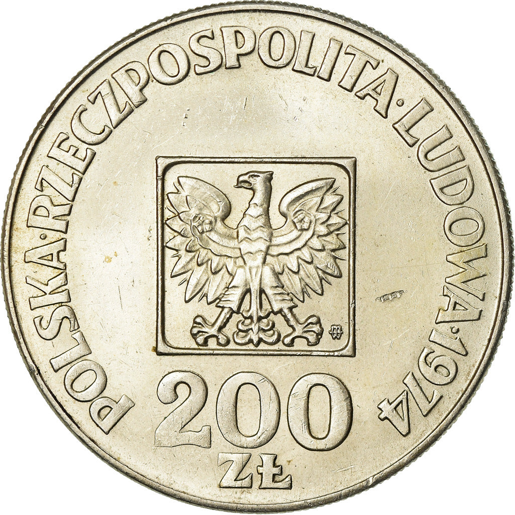 Coin, Poland, 200 Zlotych, 1974, Warsaw, EF(40-45), Silver, KM:72
