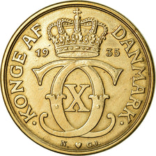 Coin, Denmark, Christian X, Krone, 1935, Copenhagen, AU(55-58), Aluminum-Bronze