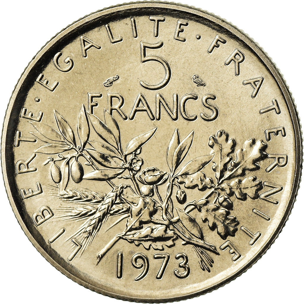 Münze, Frankreich, Semeuse, 5 Francs, 1973, Paris, FDC, STGL, Nickel Clad