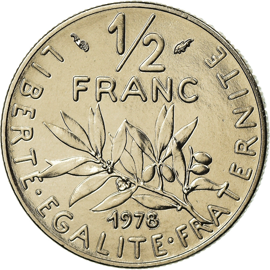Munten, Frankrijk, Semeuse, 1/2 Franc, 1978, Paris, FDC, FDC, Nickel, KM:931.1