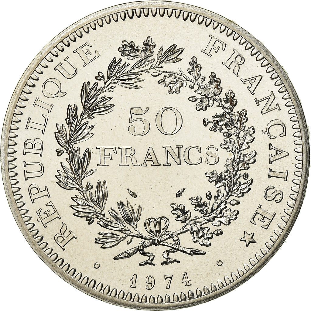 Coin, France, Hercule, 50 Francs, 1974, Paris, MS(65-70), Silver, KM:941.1