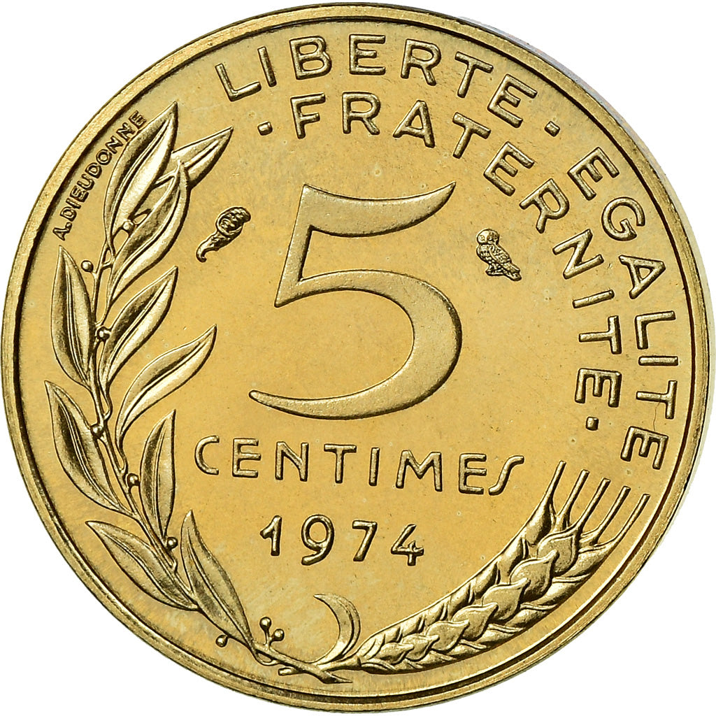 Coin, France, Marianne, 5 Centimes, 1974, Paris, FDC, MS(65-70)