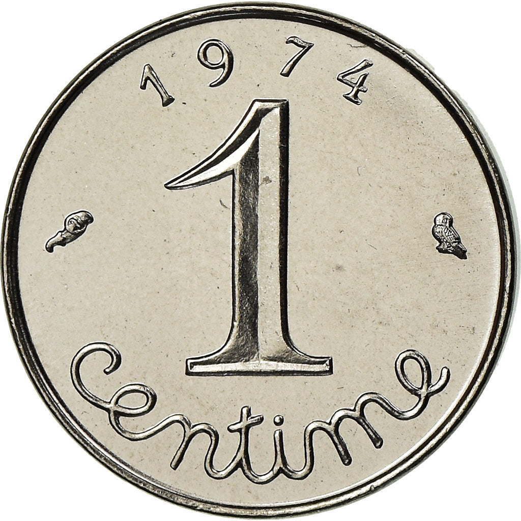 Moeda, França, Épi, Centime, 1974, Paris, FDC, MS(65-70), Aço Inoxidável