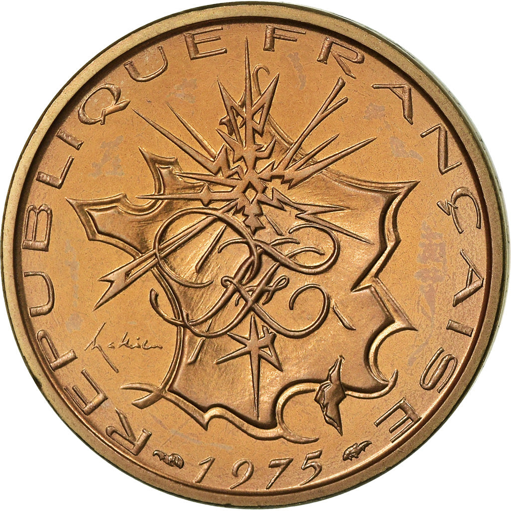 Munten, Frankrijk, Mathieu, 10 Francs, 1975, Paris, FDC, FDC, Nickel-brass
