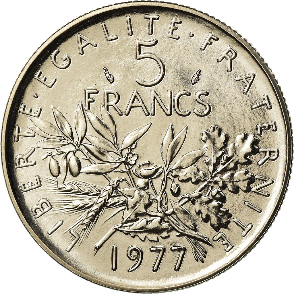 Coin, France, Semeuse, 5 Francs, 1977, Paris, FDC, MS(65-70), Nickel Clad