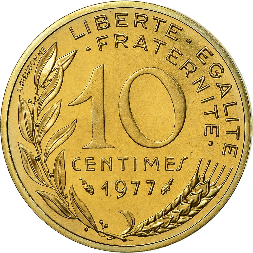 Munten, Frankrijk, Marianne, 10 Centimes, 1977, Paris, FDC, FDC