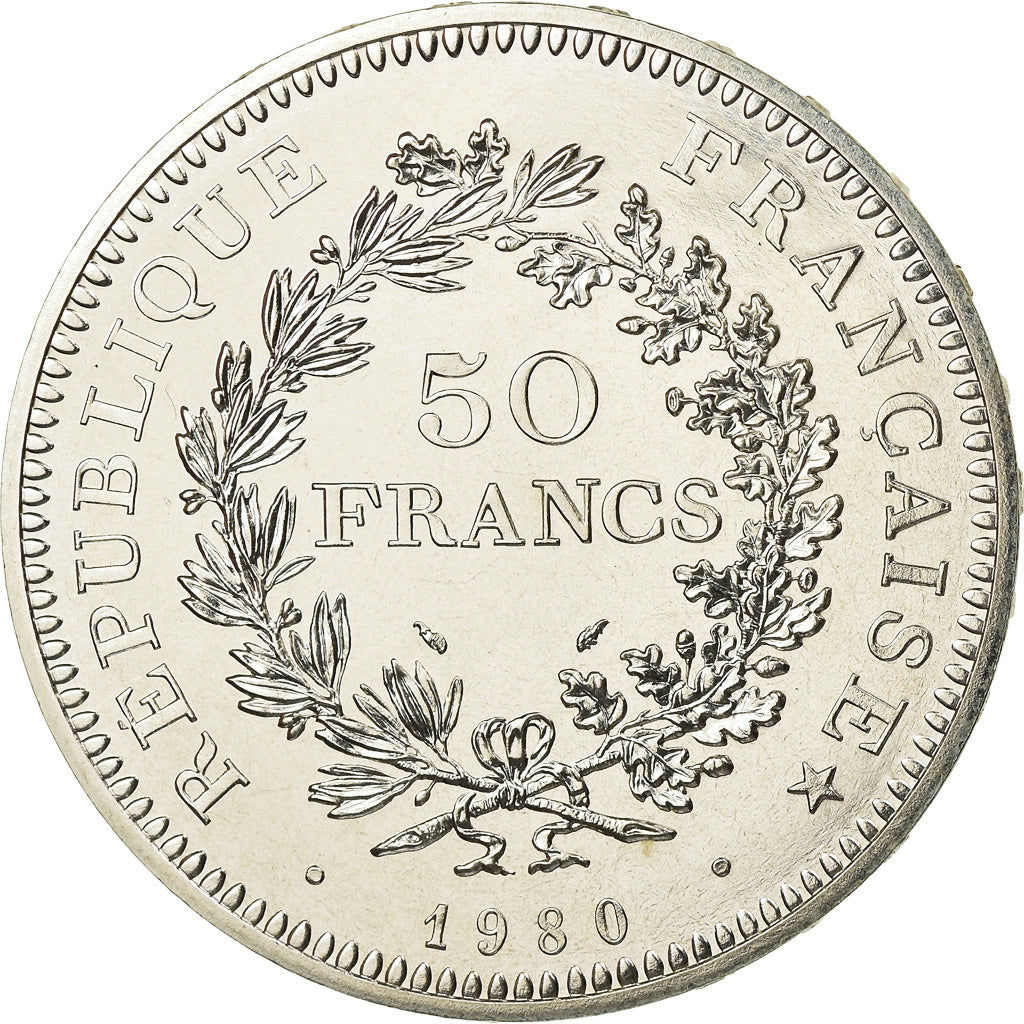 Coin, France, Hercule, 50 Francs, 1980, Paris, FDC, MS(65-70), Silver, KM:941.1