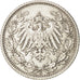 GERMANY - EMPIRE, 1/2 Mark, 1905, Karlsruhe, AU(55-58), Silver, KM:17