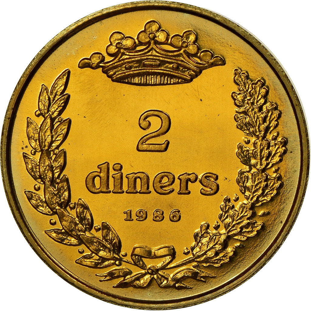 Coin, Andorra, 2 Diners, 1986, FDC, MS(65-70), Brass, KM:36