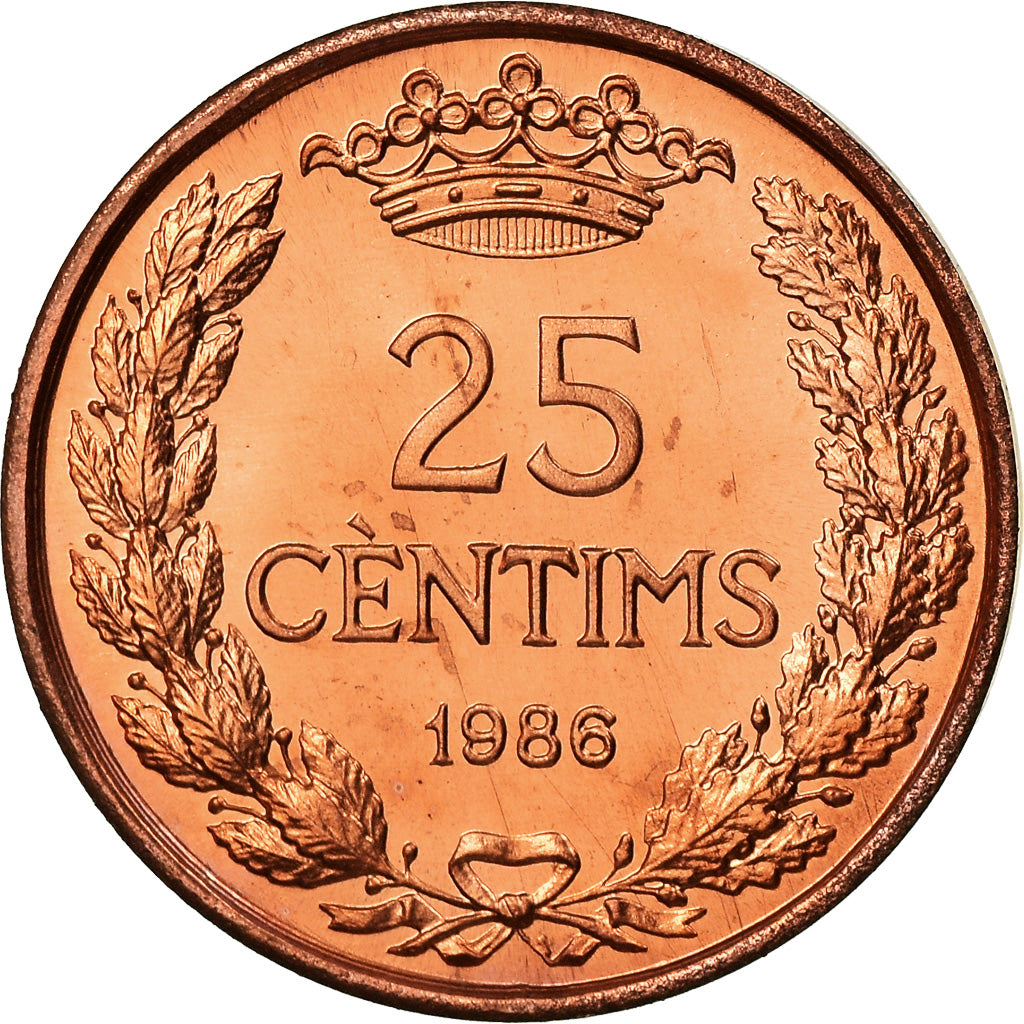 Coin, Andorra, 25 Centims, 1986, FDC, MS(65-70), Bronze, KM:33