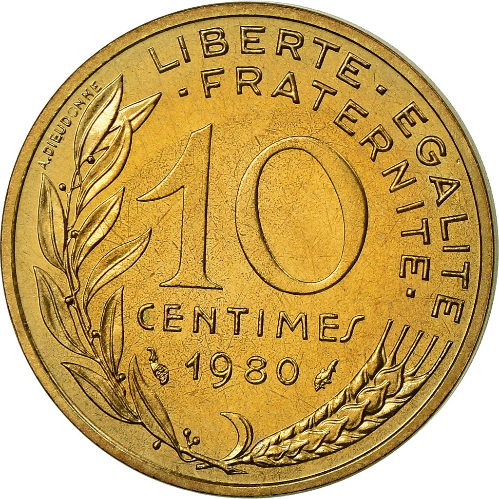 Munten, Frankrijk, Marianne, 10 Centimes, 1980, Paris, FDC, FDC