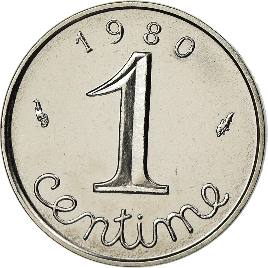 Moneta, Francja, Épi, Centime, 1980, Paris, FDC, MS(65-70), Stal nierdzewna