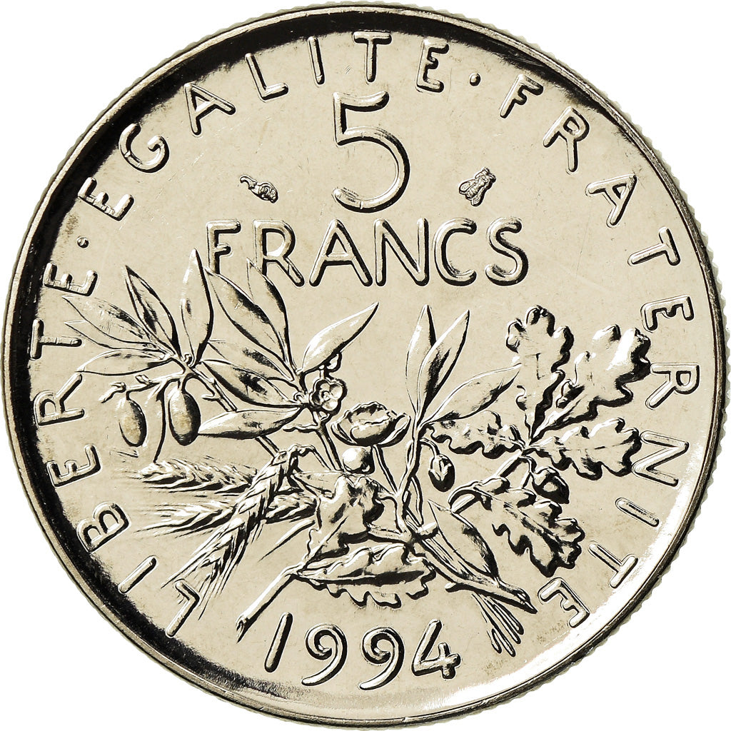 Coin, France, Semeuse, 5 Francs, 1994, Paris, BU, MS(65-70), Nickel Clad