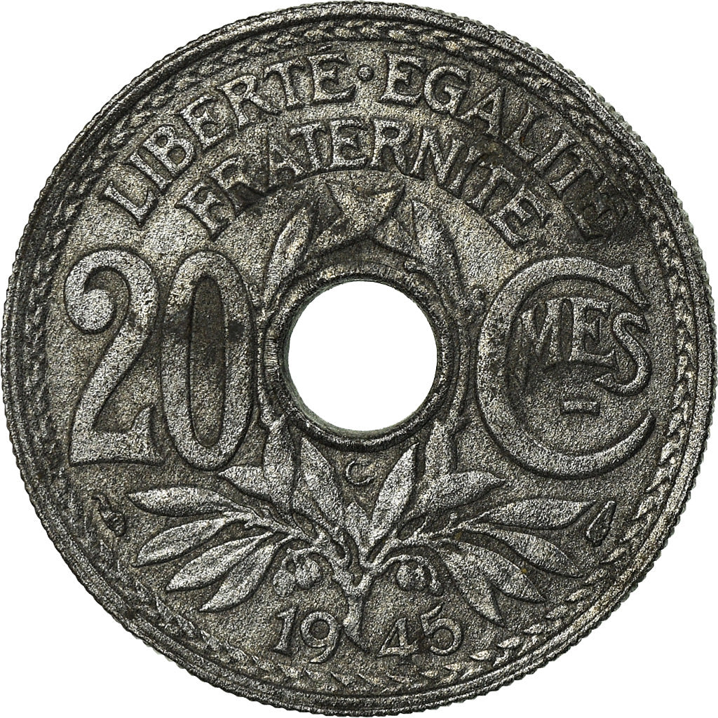 Moneda, Francia, Lindauer, 20 Centimes, 1945, Castelsarrasin, BC+, Cinc