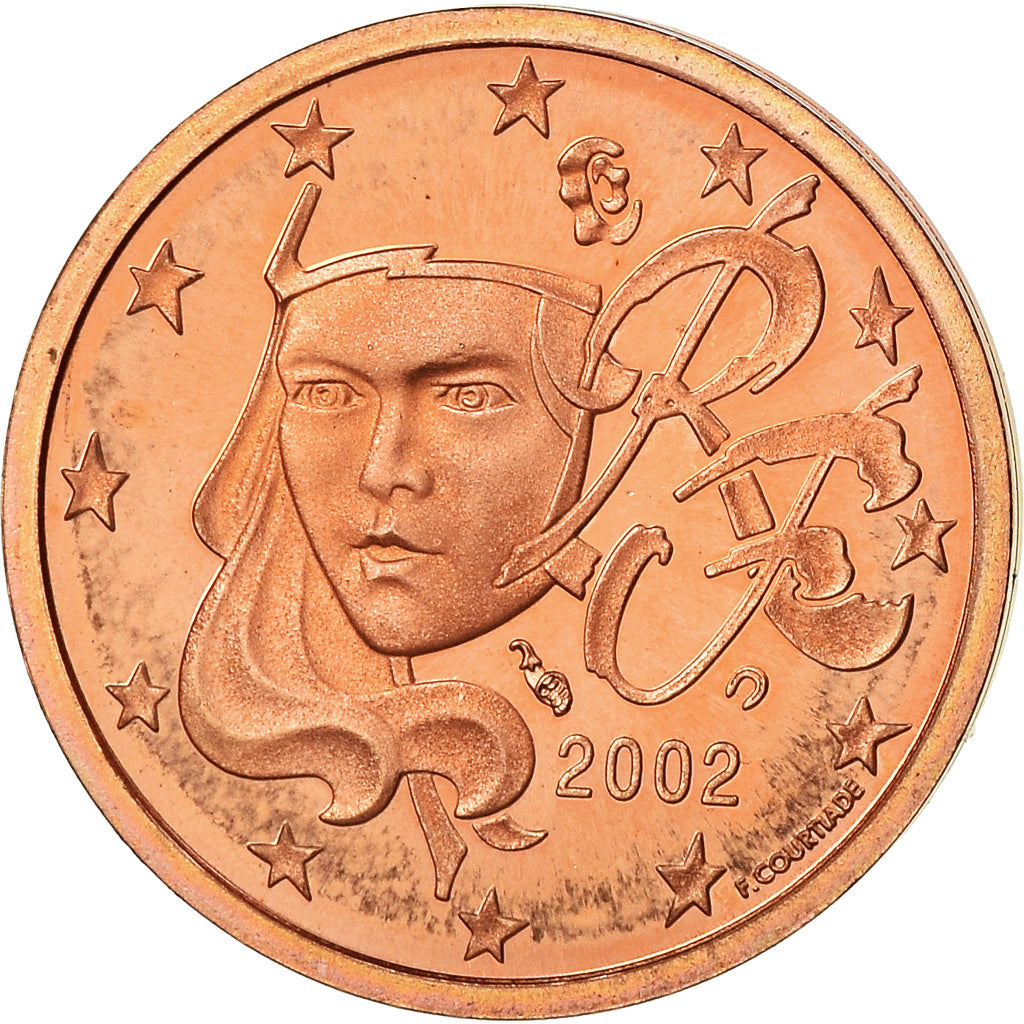 France, 2 Euro Cent, 2002, BE, MS(65-70), Copper Plated Steel, KM:1283
