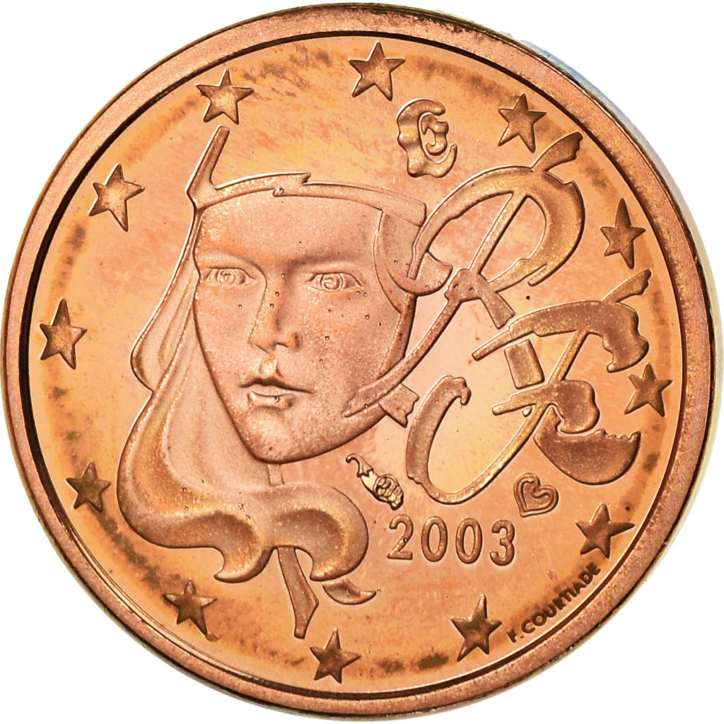 France, Euro Cent, 2003, BE, MS(65-70), Copper Plated Steel, KM:1282