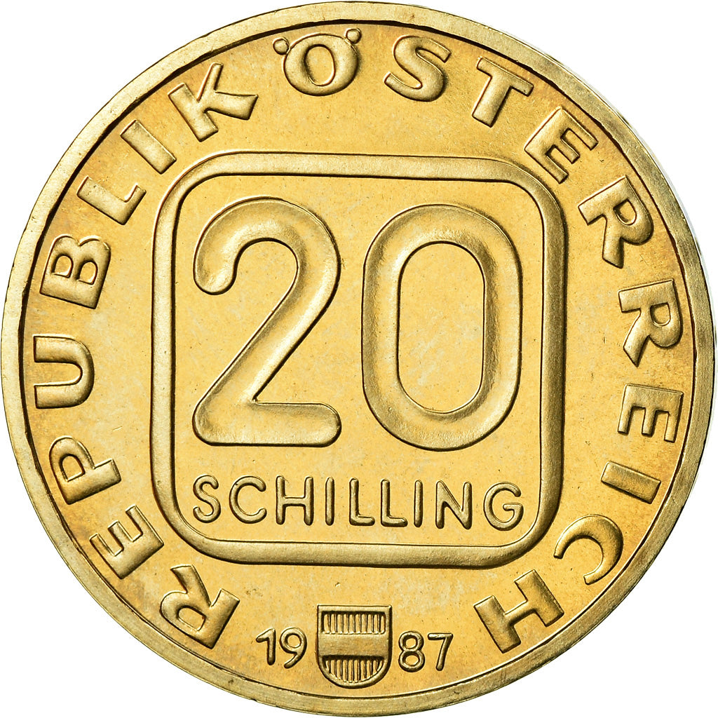 Coin, Austria, 20 Schilling, 1987, BE, MS(65-70), Copper-Aluminum-Nickel