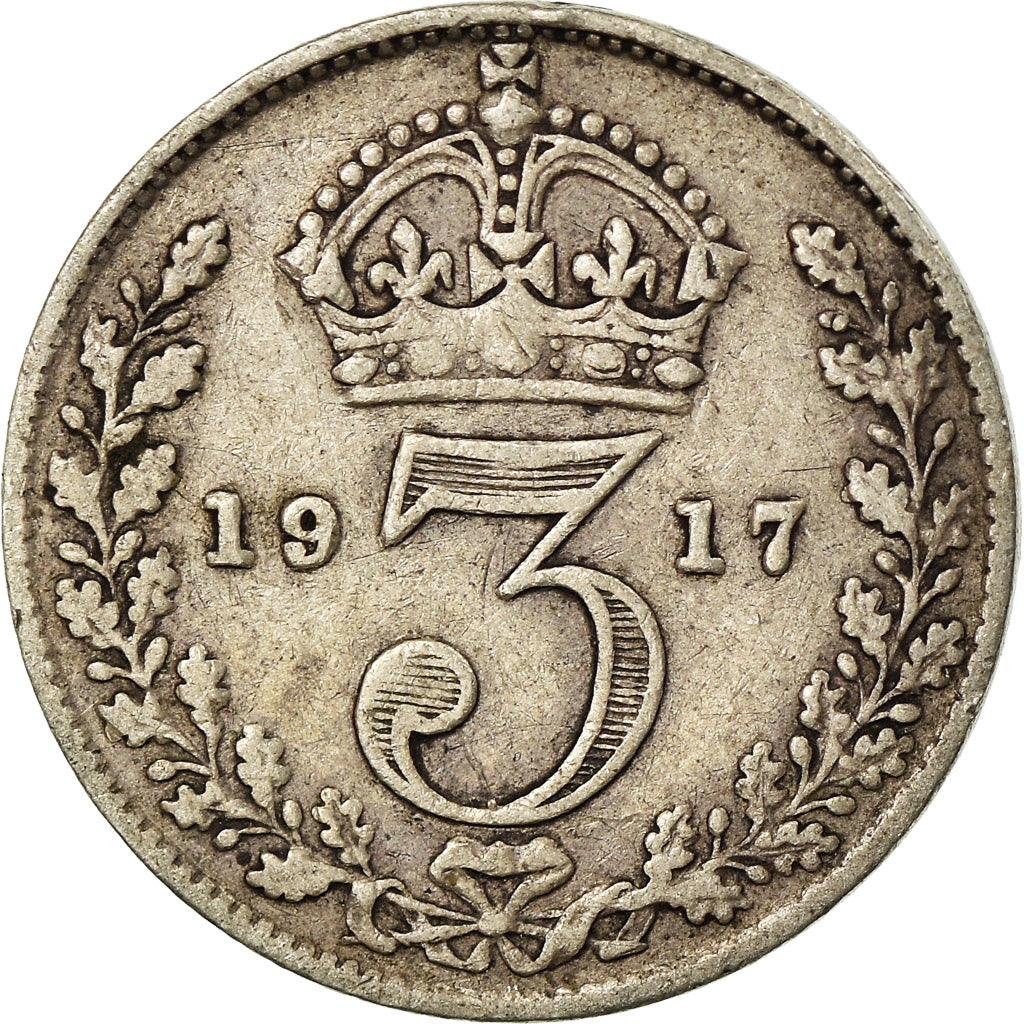 Coin, Great Britain, George V, 3 Pence, 1917, VF(30-35), Silver, KM:813