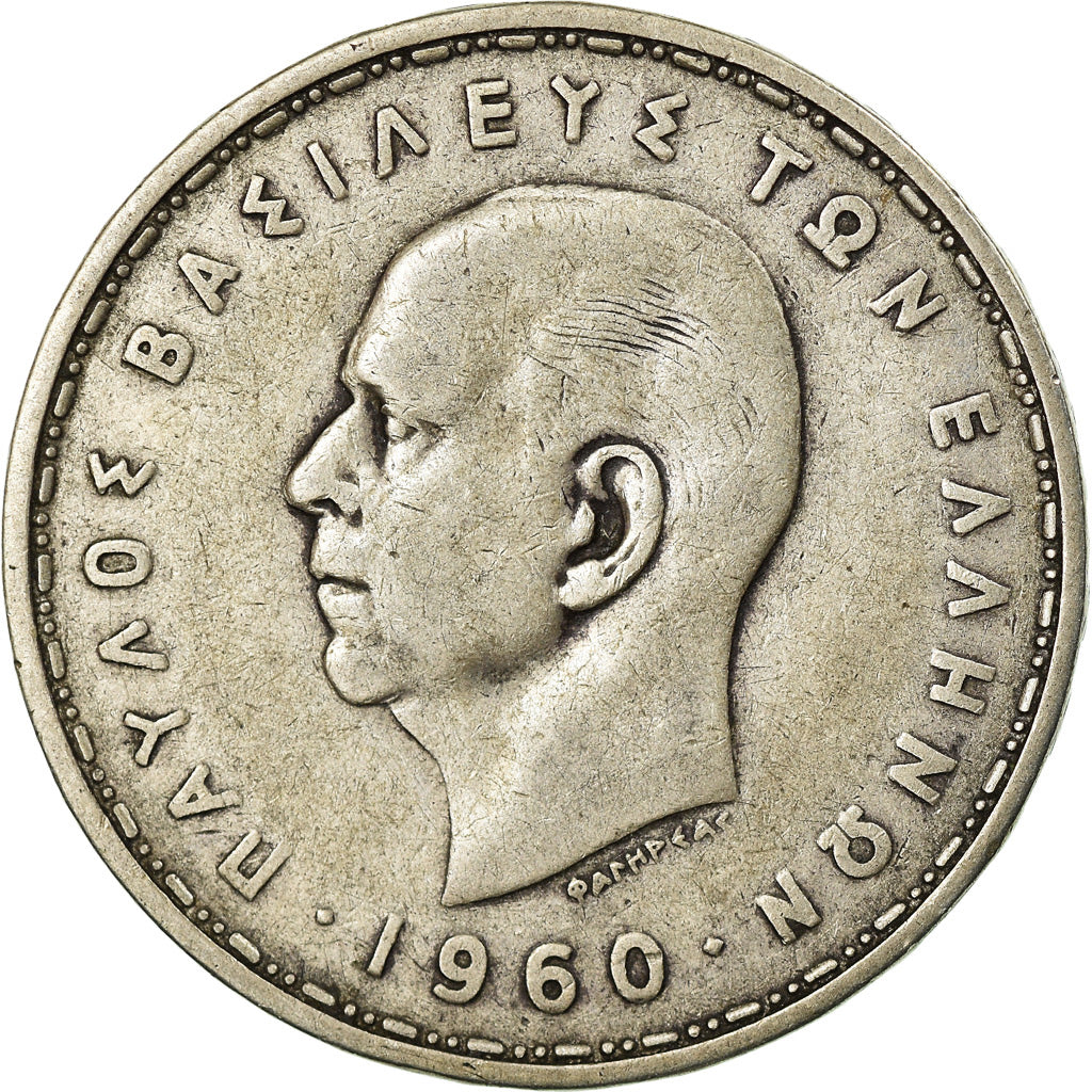 Coin, Greece, Paul I, 20 Drachmai, 1960, VF(30-35), Silver, KM:85