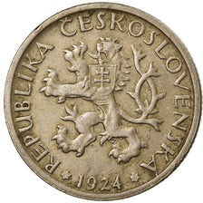 Coin, Czechoslovakia, Koruna, 1924, EF(40-45), Copper-nickel, KM:4