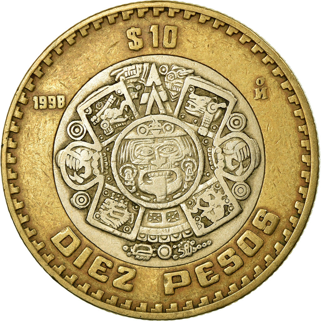 Coin, Mexico, 10 Pesos, 1998, Mexico City, VF(30-35), Bi-Metallic, KM:616