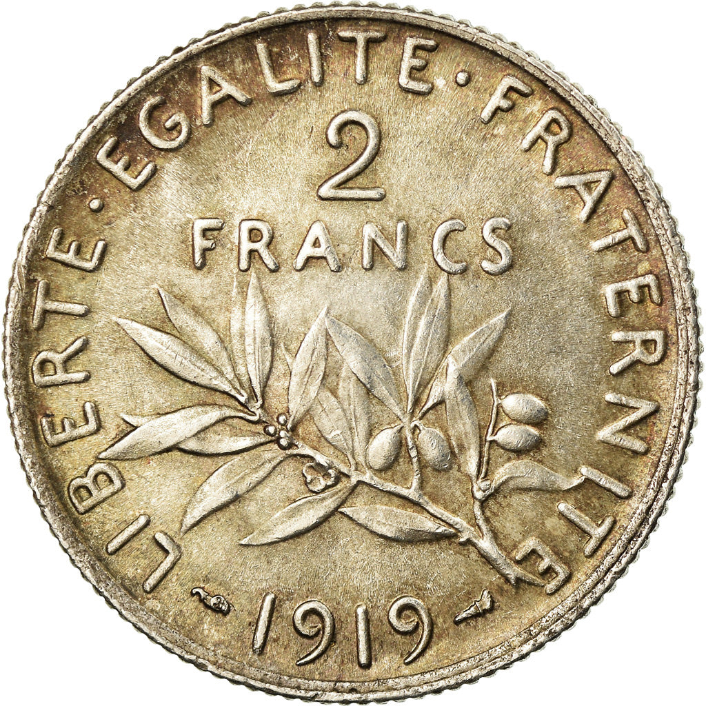 Coin, France, Semeuse, 2 Francs, 1919, Paris, EF(40-45), Silver, KM:845.1