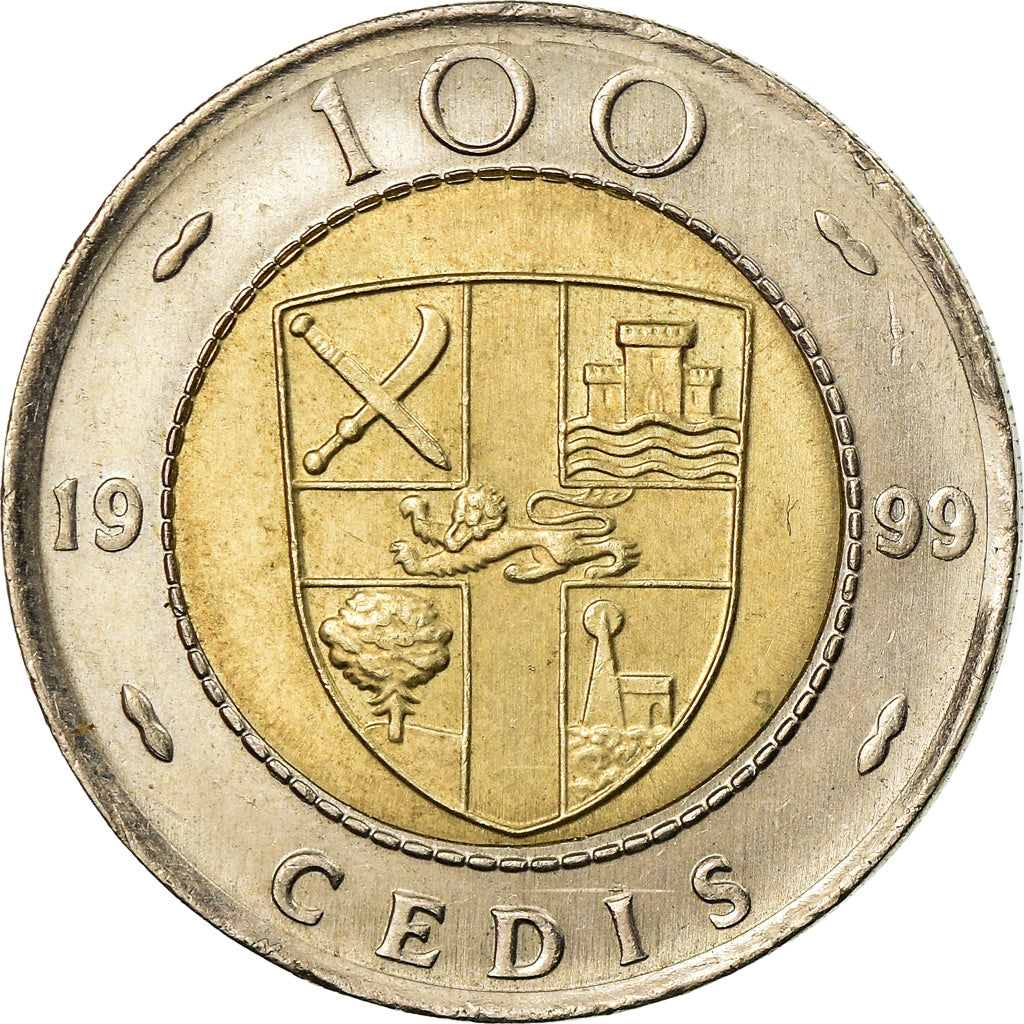 Coin, Ghana, 100 Cedis, 1999, EF(40-45), Bi-Metallic, KM:32