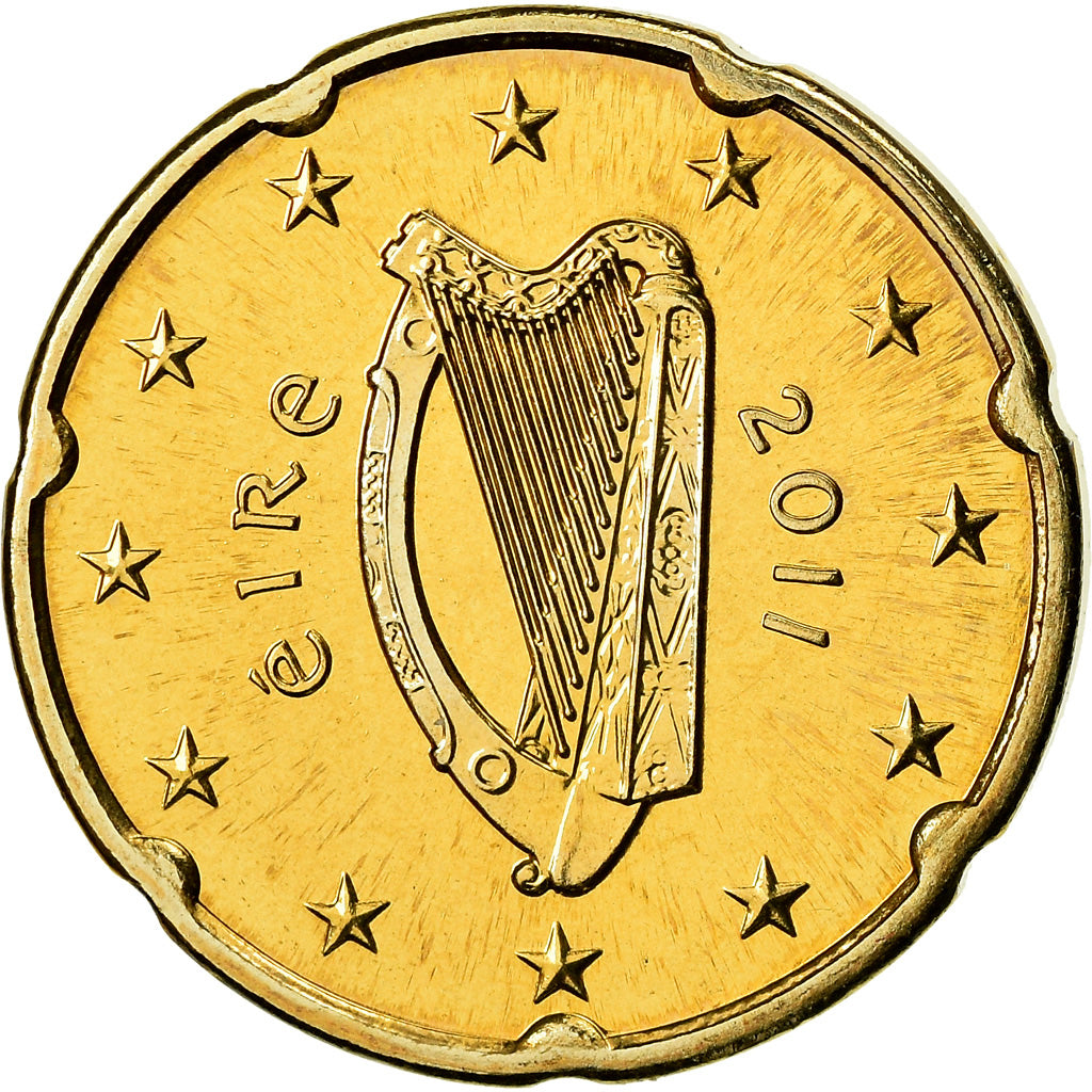 IRELAND REPUBLIC, 20 Euro Cent, 2011, BU, MS(65-70), Brass, KM:48