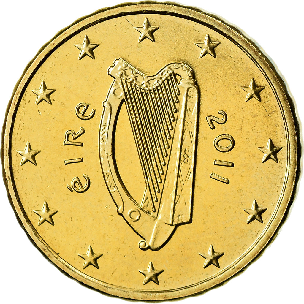 IRELAND REPUBLIC, 10 Euro Cent, 2011, BU, MS(65-70), Brass, KM:47