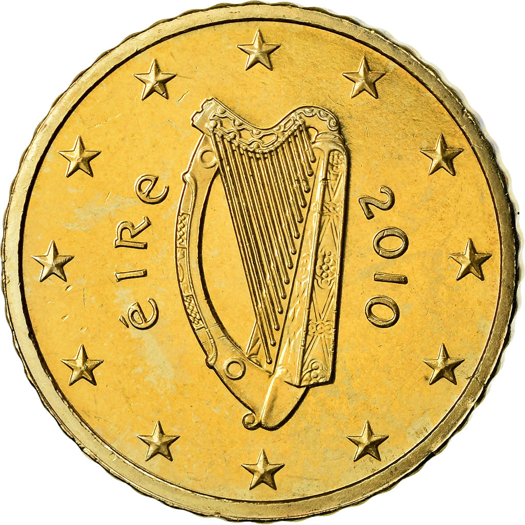 IRELAND REPUBLIC, 50 Euro Cent, 2010, BU, MS(65-70), Brass, KM:49