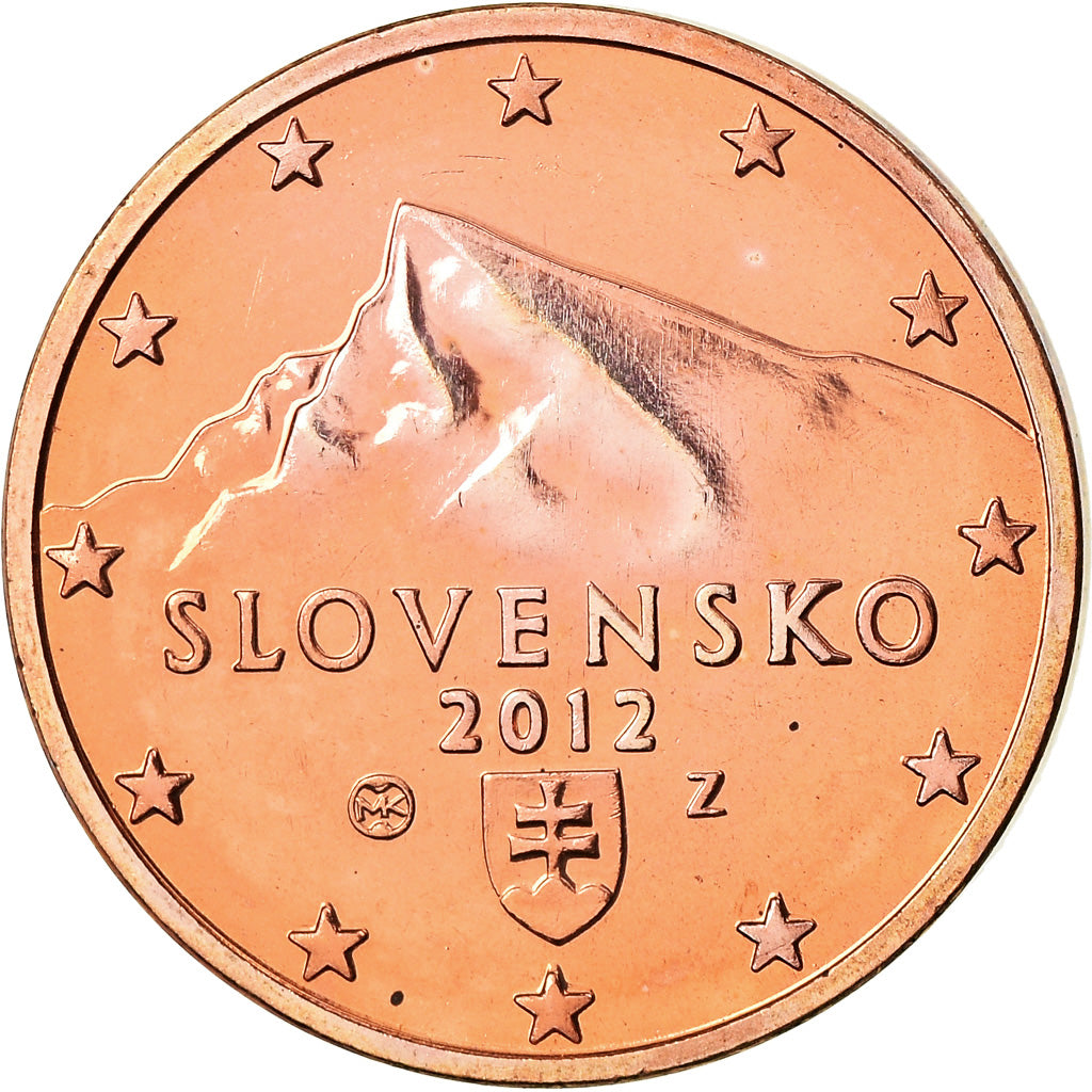 Słowacja, 5 Euro Cent, 2012, Kremnica, BU, MS(65-70), Miedź platerowana