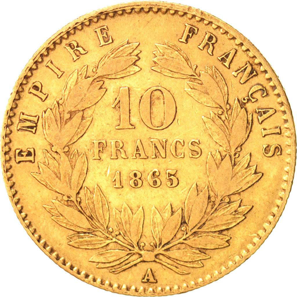France, Napoleon III, Napoléon III, 10 Francs, 1865, Paris, VF(30-35), Gold,...