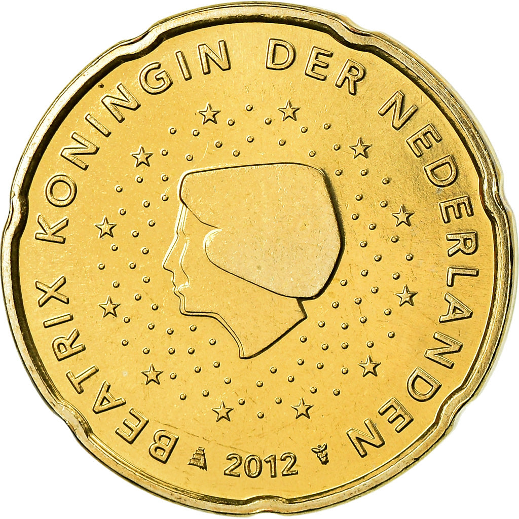 Netherlands, 20 Euro Cent, 2012, BU, MS(65-70), Brass, KM:269