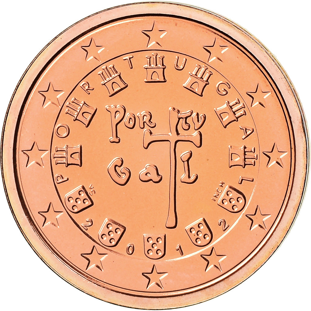 Portugal, 2 Euro Cent, 2012, BU, STGL, Copper Plated Steel, KM:741