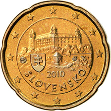 Slovakia, 20 Euro Cent, 2010, BU, MS(65-70), Brass, KM:99