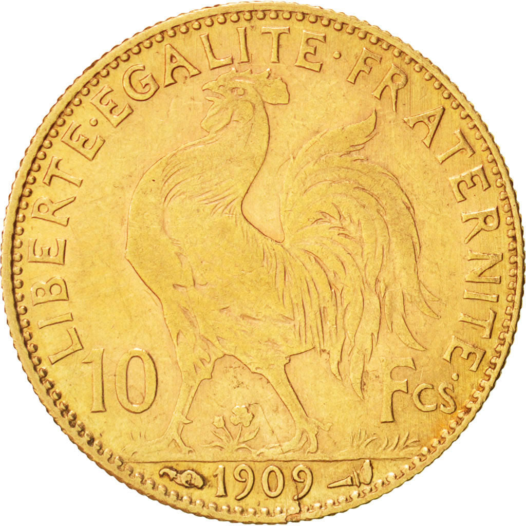 France, Marianne, 10 Francs, 1909, Paris, VF(30-35), Gold, KM:846, Gadoury:1017