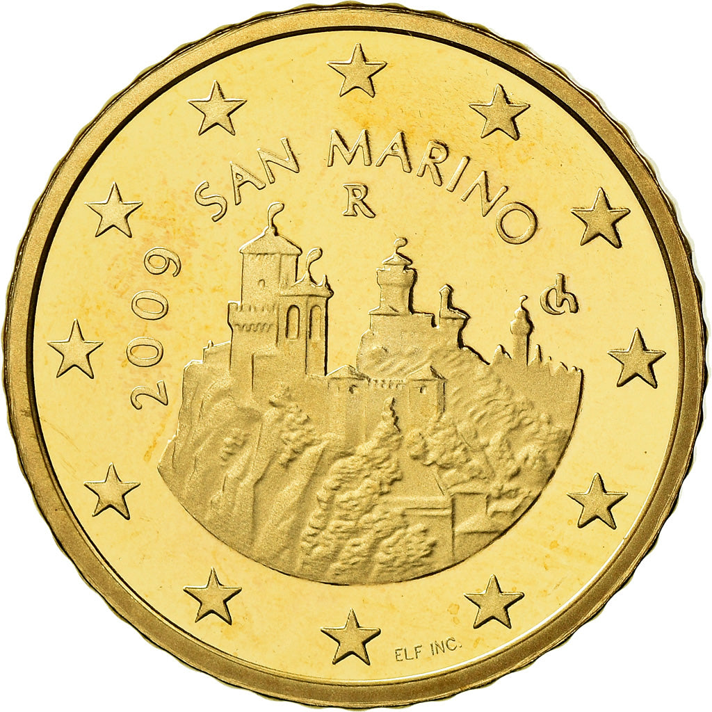 San Marino, 50 Euro Cent, 2009, BE, MS(65-70), Brass, KM:484