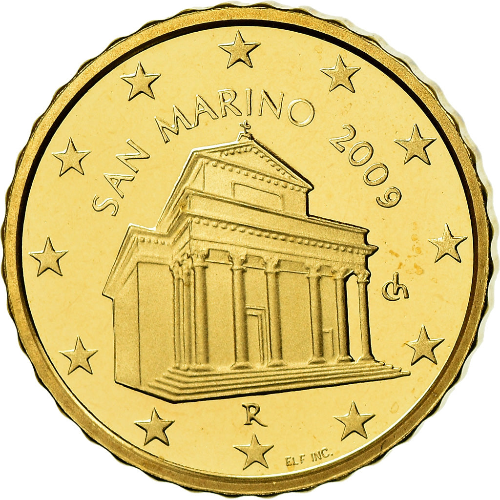San Marino, 10 Euro Cent, 2009, BE, MS(65-70), Brass, KM:482