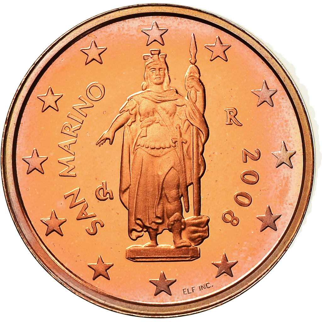 San Marino, 2 Euro Cent, 2008, BE, MS(65-70), Copper Plated Steel, KM:441