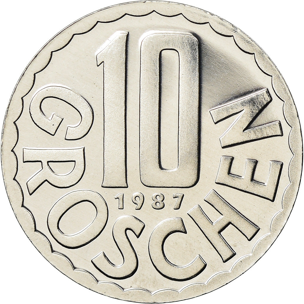 Coin, Austria, 10 Groschen, 1987, Vienna, BE, MS(65-70), Aluminum, KM:2878