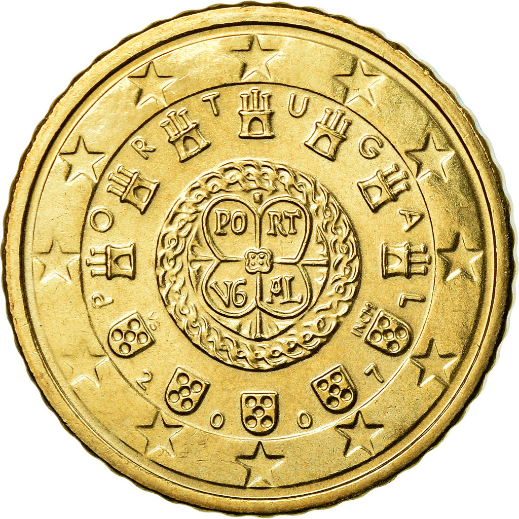 Portugal, 50 Euro Cent, 2007, MS(63), Brass, KM:745